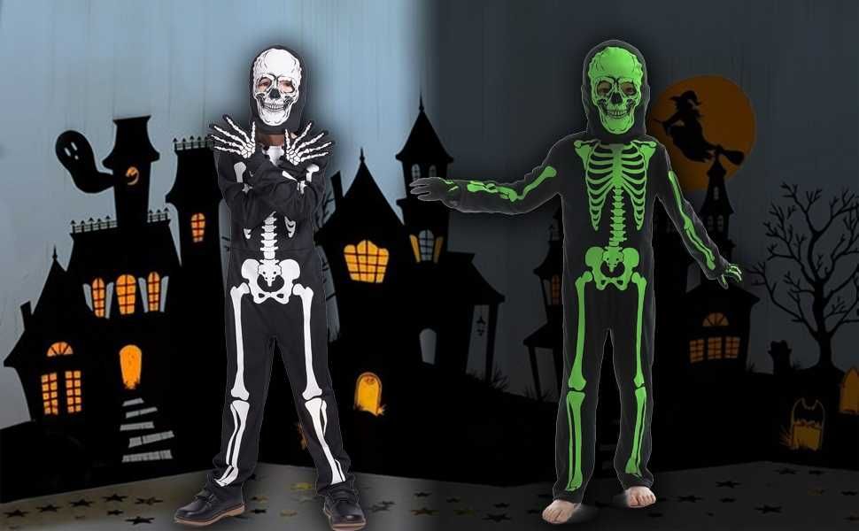 KOSTIUM dla dzieci SZKIELET na Halloween dla chłopców 5-7 LAT