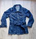 Kurtka jeans dziewczęca z paskiem roz 110-116