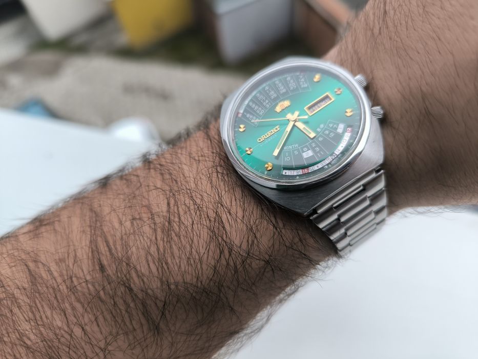 STAN NOWY zegarek orient zieleń cesarski patelnia królewski multi year