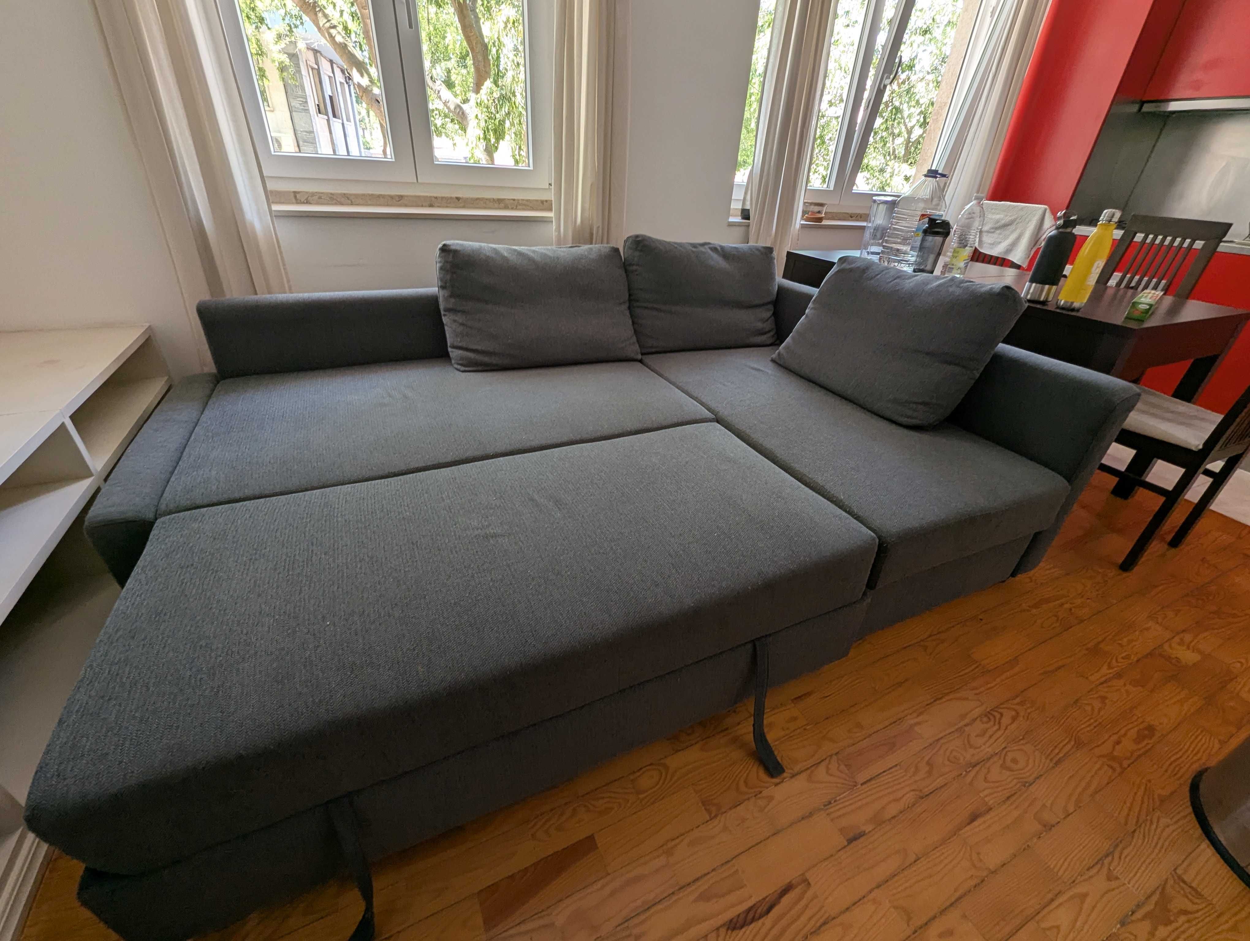 Sofá-cama de canto c/arrumação IKEA FRIHETEN – Azul