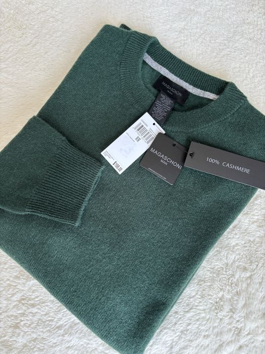 Sweter kaszmirowy ciemnozielony męski Magaschoni  rozmiar M