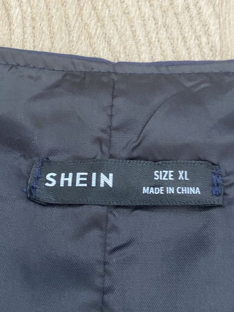 Shein XL granatowa kamizelka na guziki damska elegancka Vintage