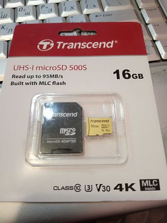 Карта пам'яті Transcend UHS-I MicroSD500S 16GB Class 10 (TS16GUSD500S)
