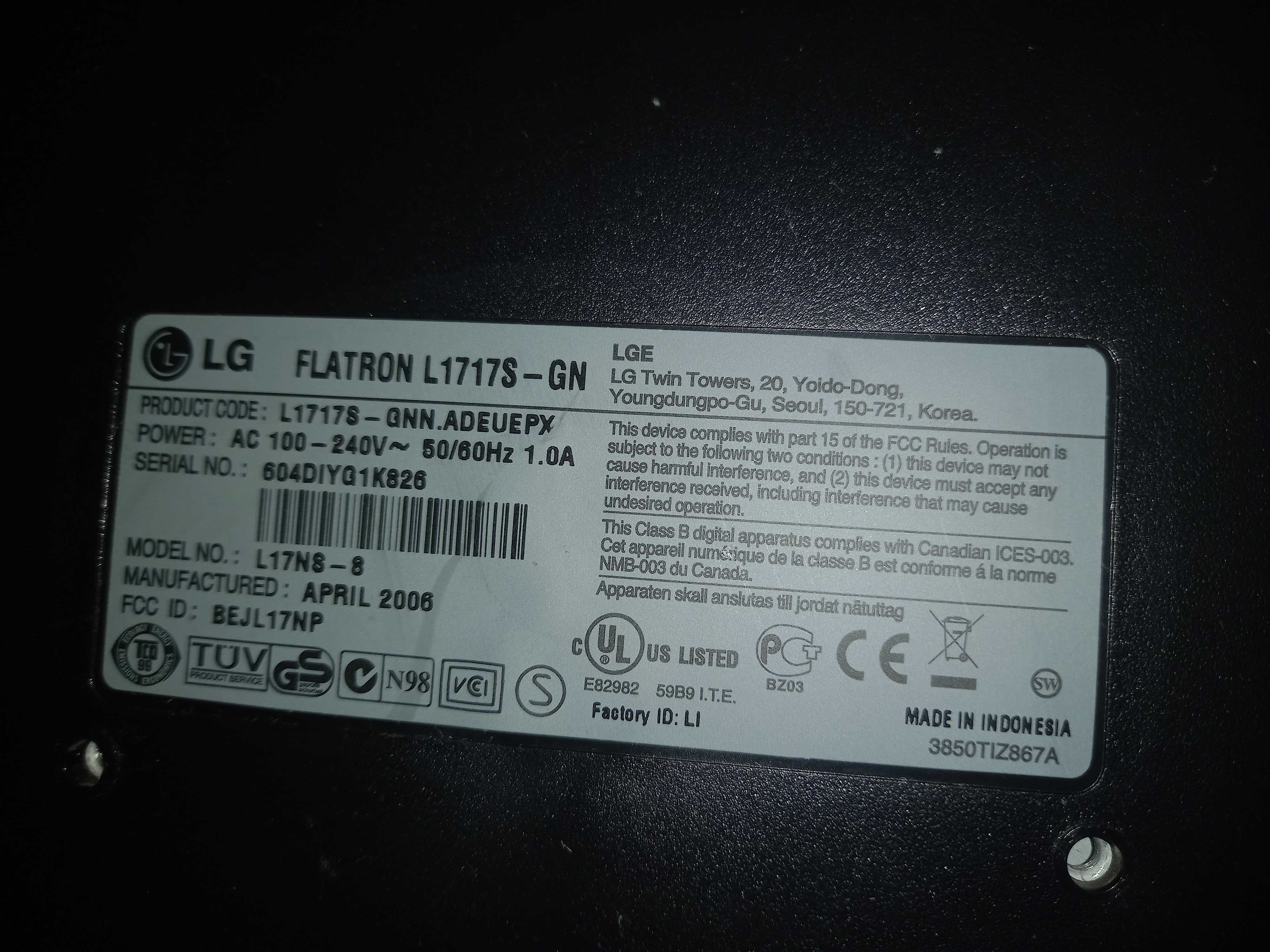 Monitor do komputera LG 17 cali