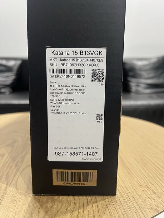 MSI Katana 15 B13VGK/RTX4070/i7/32GB/15.6/1TB/144Hz