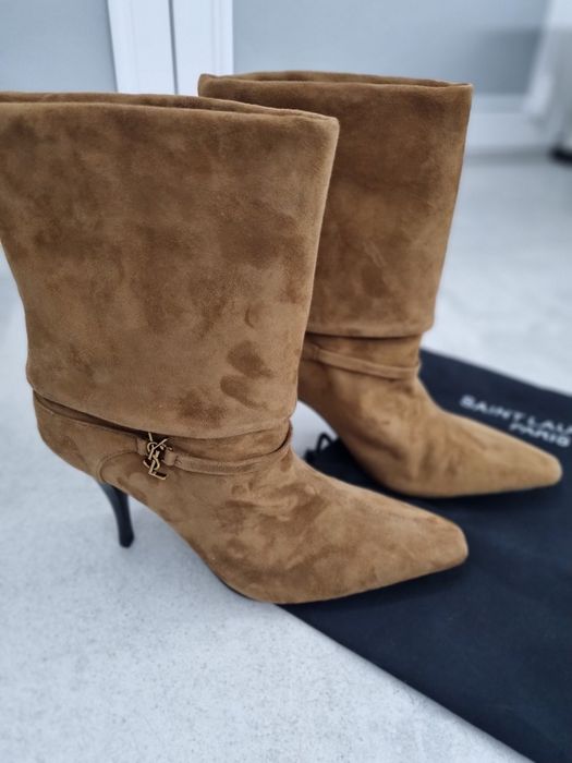 Botki skórzane zamszowe ysl