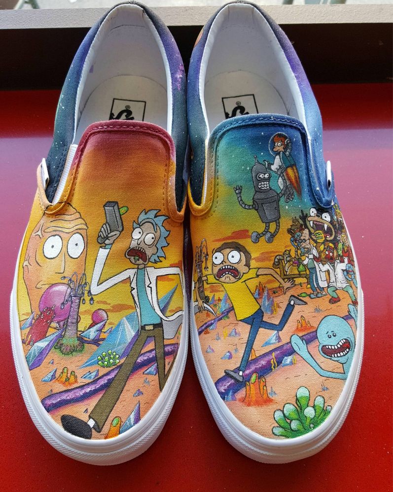 Rick i Morty VANS slip on Custom ręcznie malowane trampki