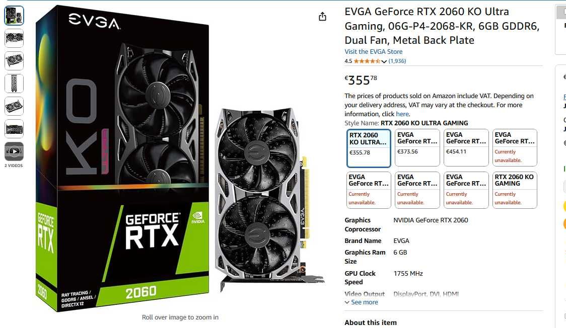 RTX 2060 EVGA ko
