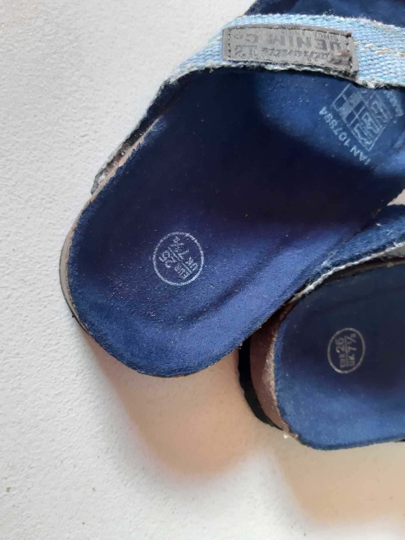 Denim klapki japonki chłopięce granatowe nowe bez metki 26