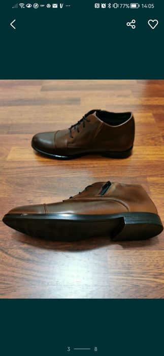 Eleganckie Skórzane Ocieplane Buty Męskie Lekkie Wygodne Tylko Roz.44