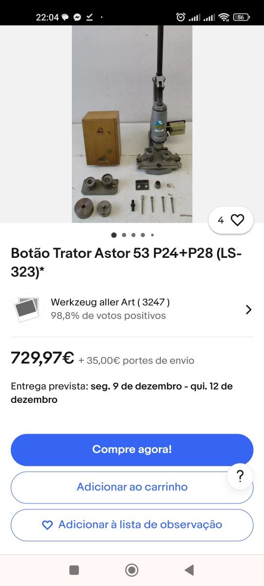 Máquina de forrar botões e crachás Astor