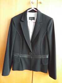 Blazer novo preto com couro tam.36 da Ana Sousa