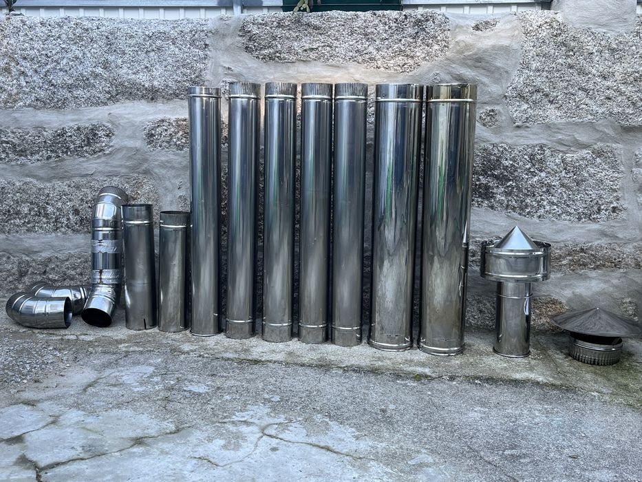 Conjunto de vários tubos de chaminé INOX + acessórios
