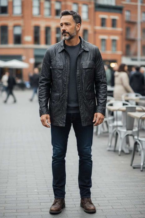 Кожаная мужская куртка Hugo Boss Оригинал Винтаж