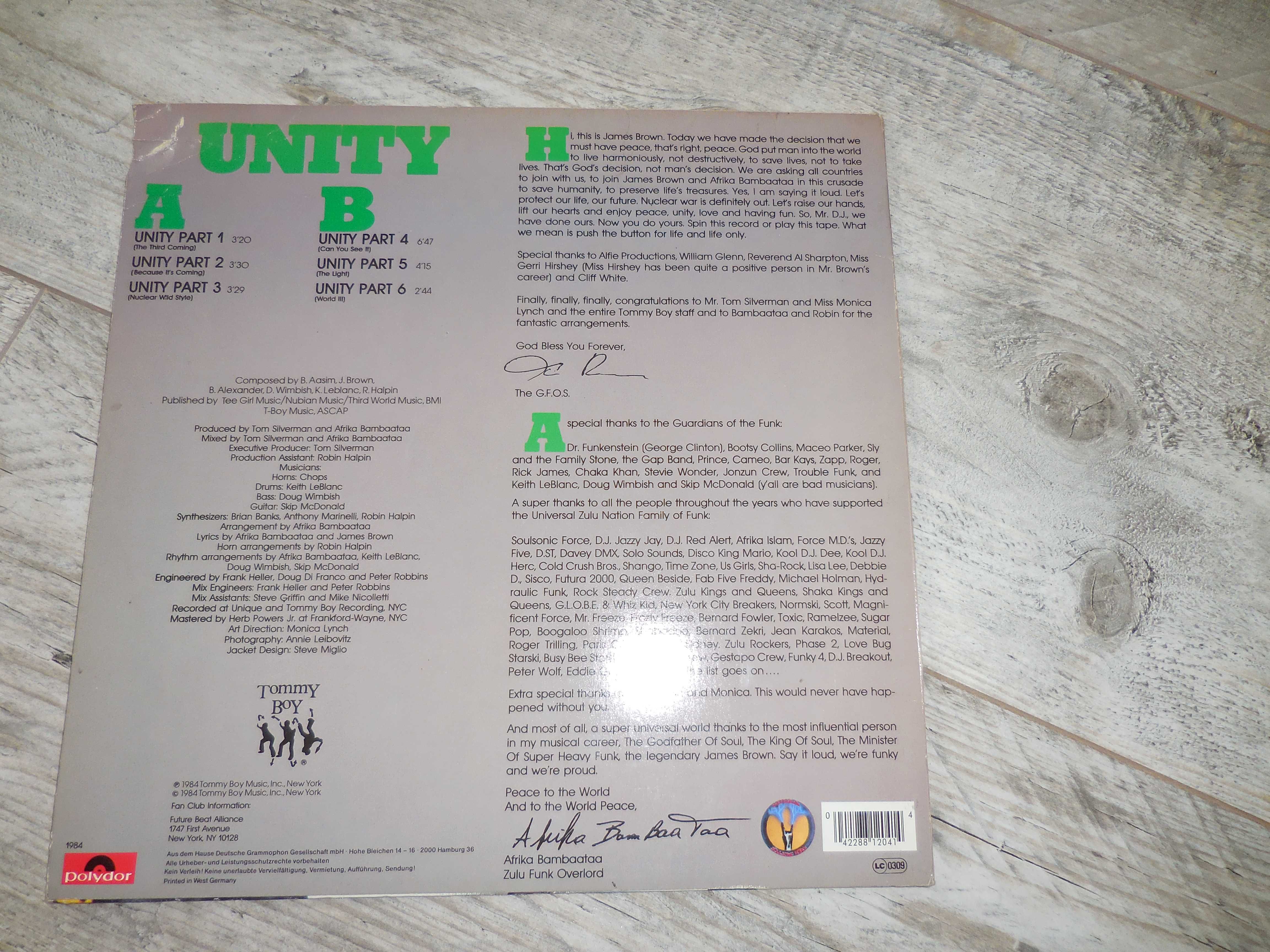 AFRIKA BAMBAATAA & James Brown 'Unity' - MAXI -