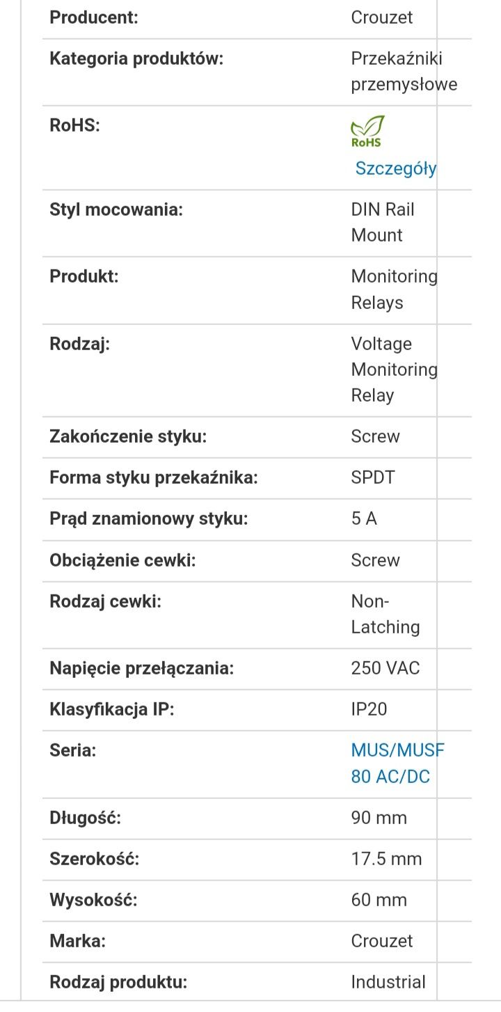 Industrial Relays MUSF80 20 80VAC VOLT WINDOW 24 48VAC