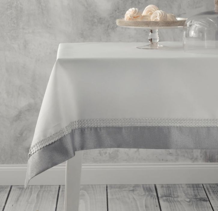 Srebrny obrus z cekinami home you nowy 130x180