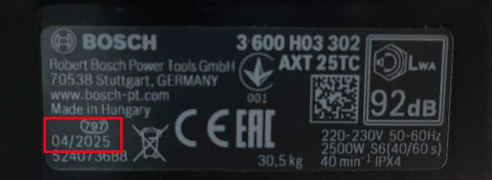 RĘBAK Rozdrabniacz DO GAŁĘZI 2500W 230kgh AXT25TC AXT 25 BOSCH-Wysyłka