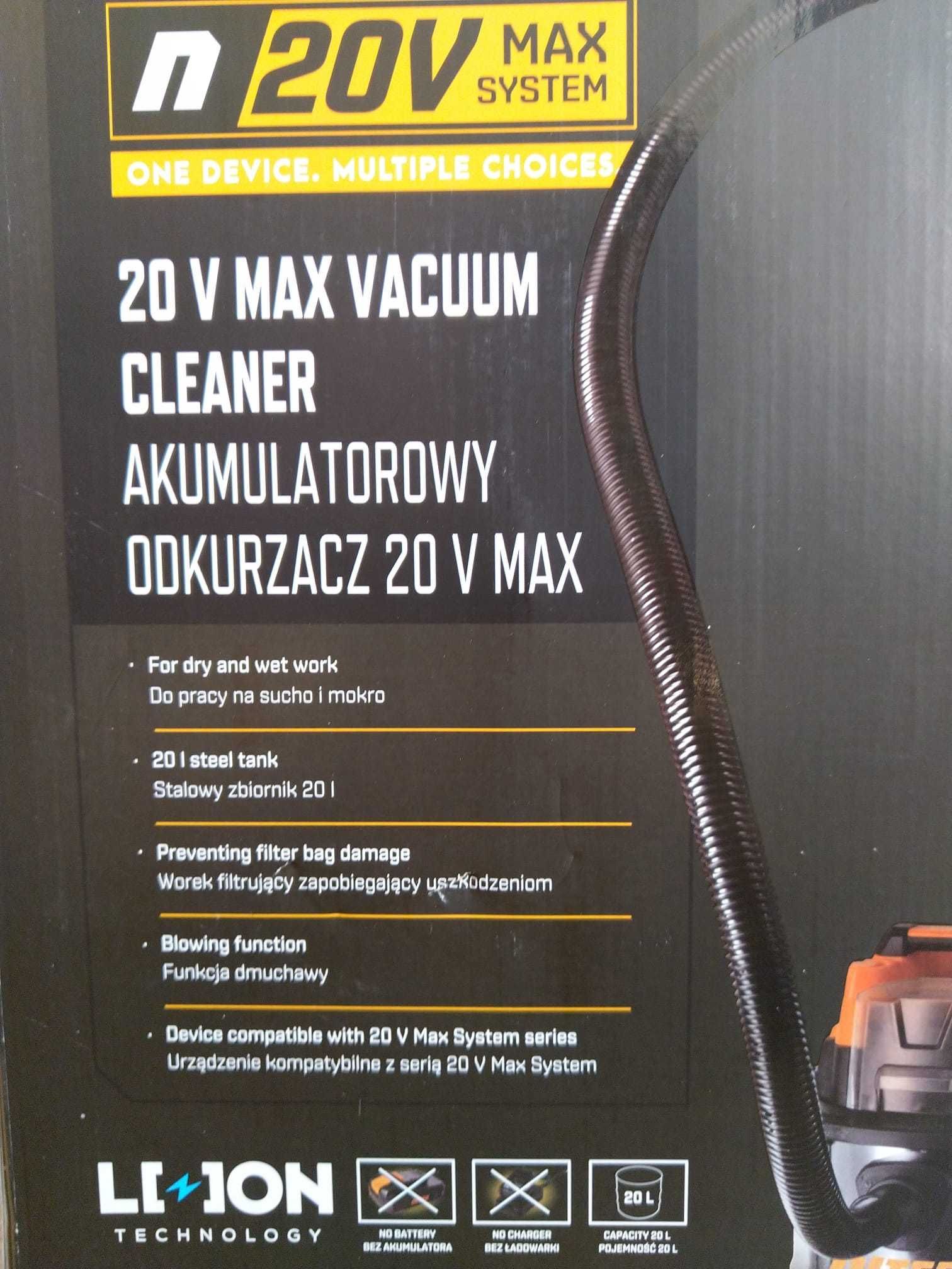 NAJTANIEJ Odkurzacz Akumulatorowy 20L Warsztatowy Przemysłowy 20 V Max