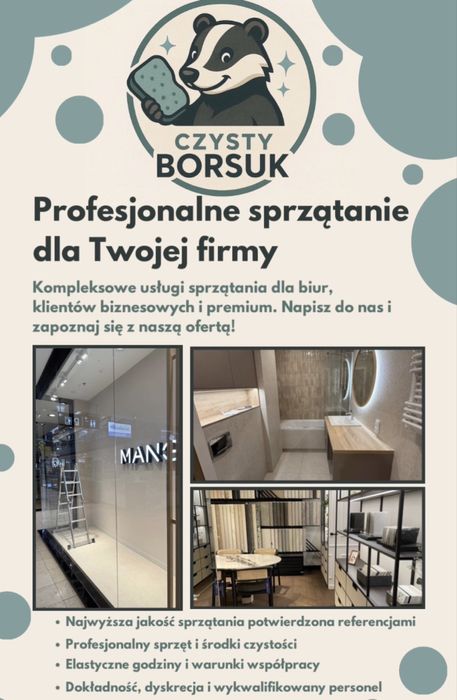 Usługi sprzątania - biur, lokali, pranie tapicerki i wykładzin