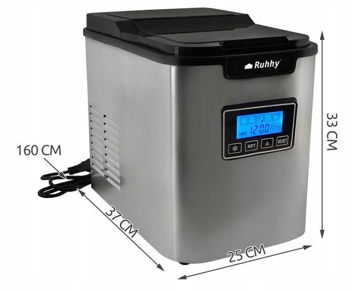 Domowa Kostkarka do Lodu Maszyna do Robienia Kostek Lodu 120W LCD 12kg