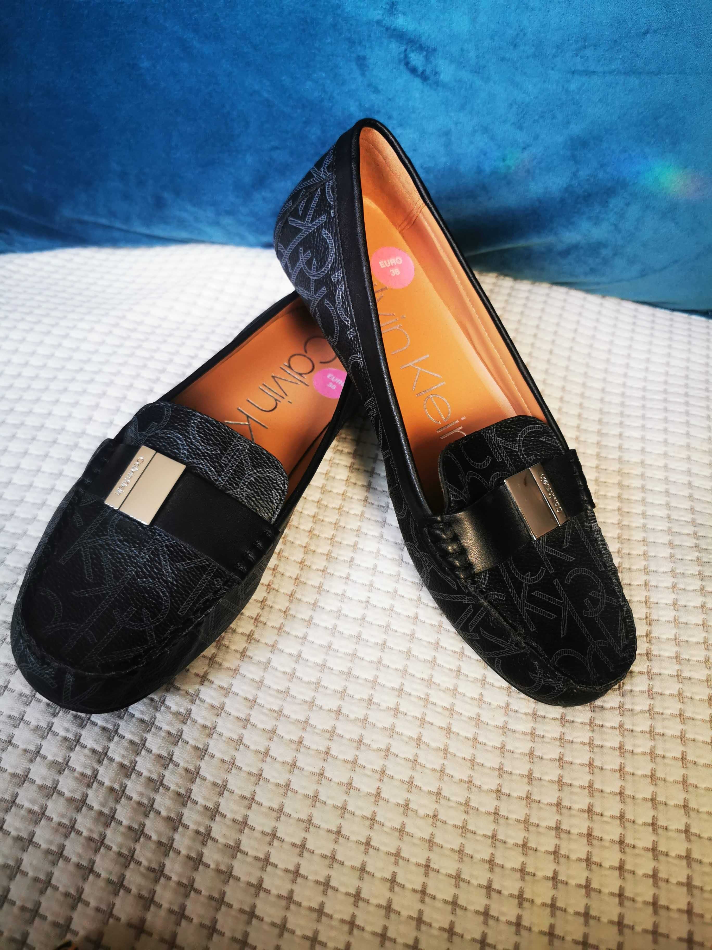 Buty mokasyny Calvin Klein LISA czarne stan jak nowe, roz. 38, polecam