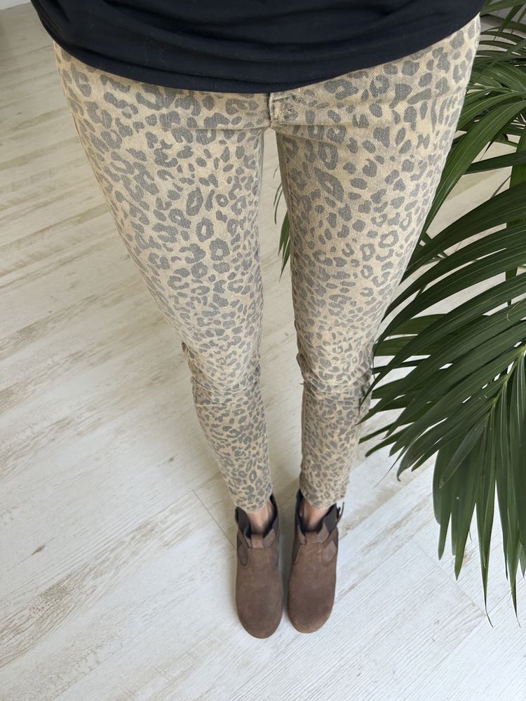 Spodnie w cętki panterka skinny jeansy Please r 27/32 S 36
