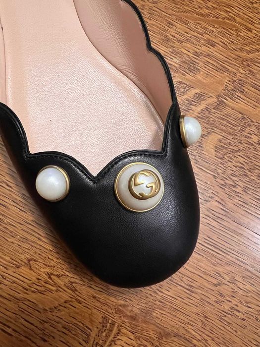 Gucci skórzane baletki czółenka z perłami skóra baleriny  36,5 unikat