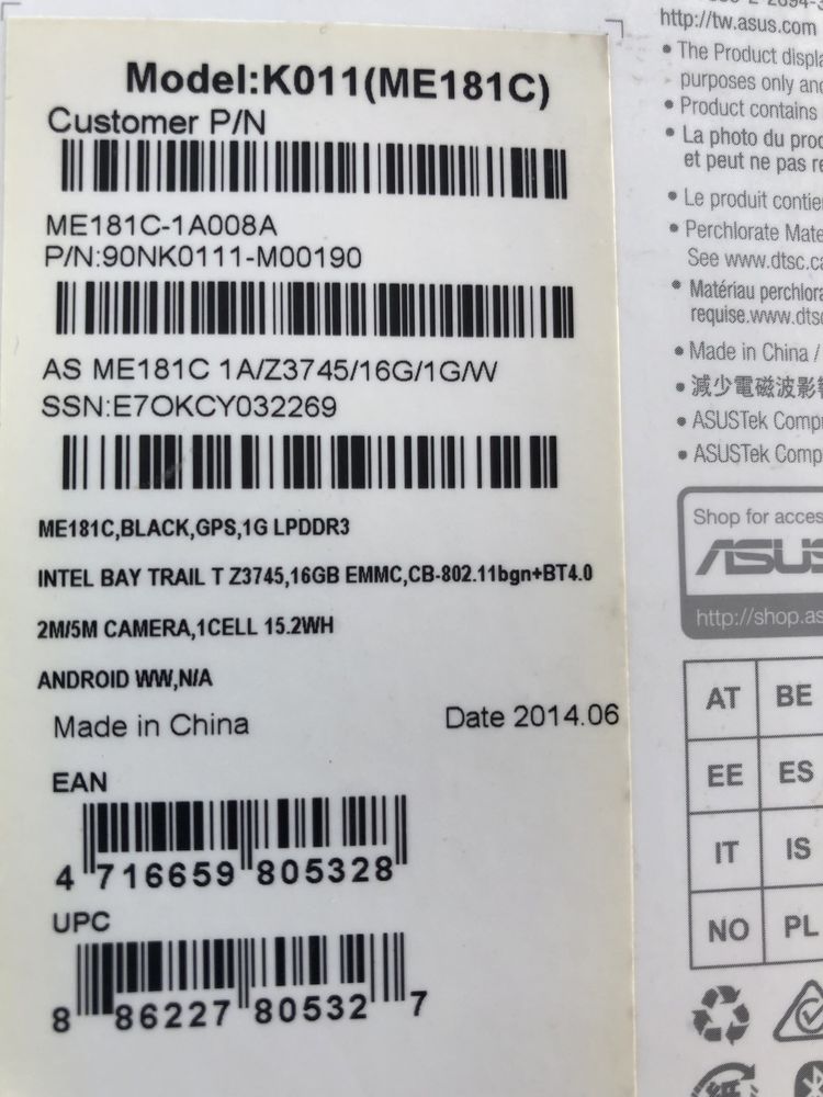 Планшет Asus MeMO Pad 8 16GB