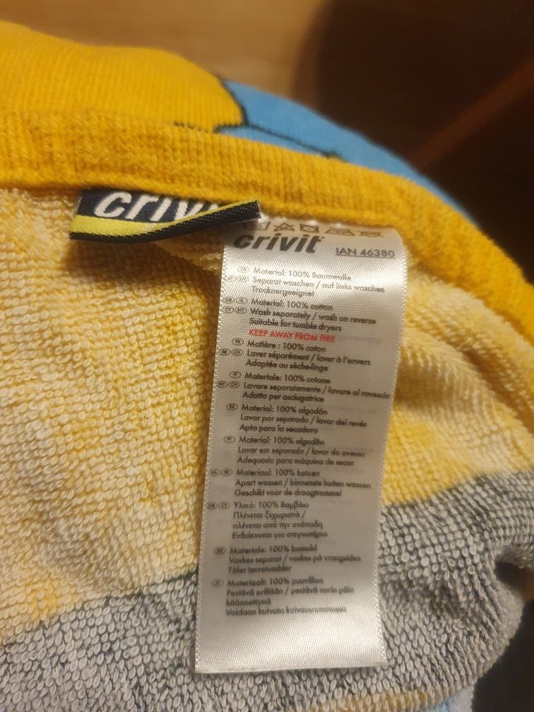Poncho ręcznik plażowy kąpielowy z kapturem, basen