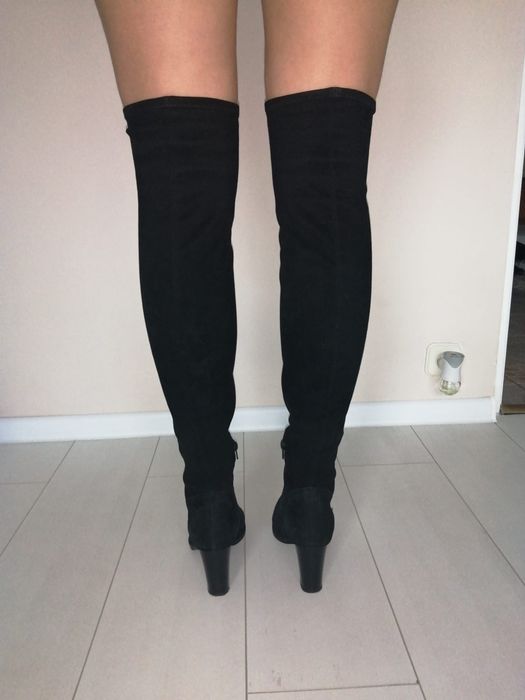 kozaki skórzane/zamszowe czarne