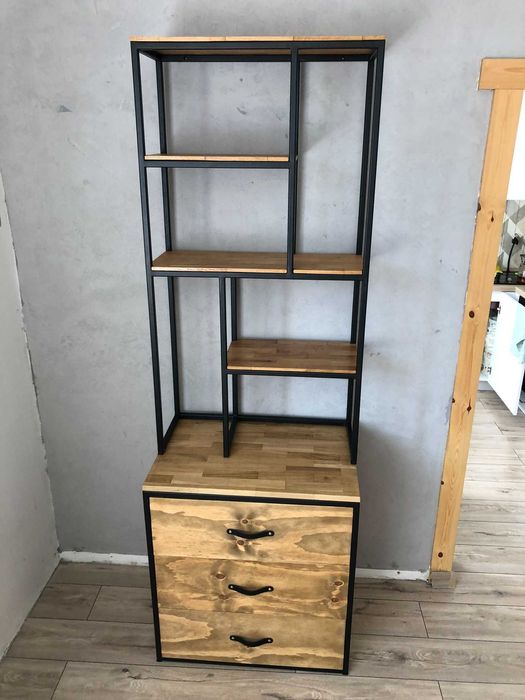 Komoda z regałem Loft dąb 3 szuflady