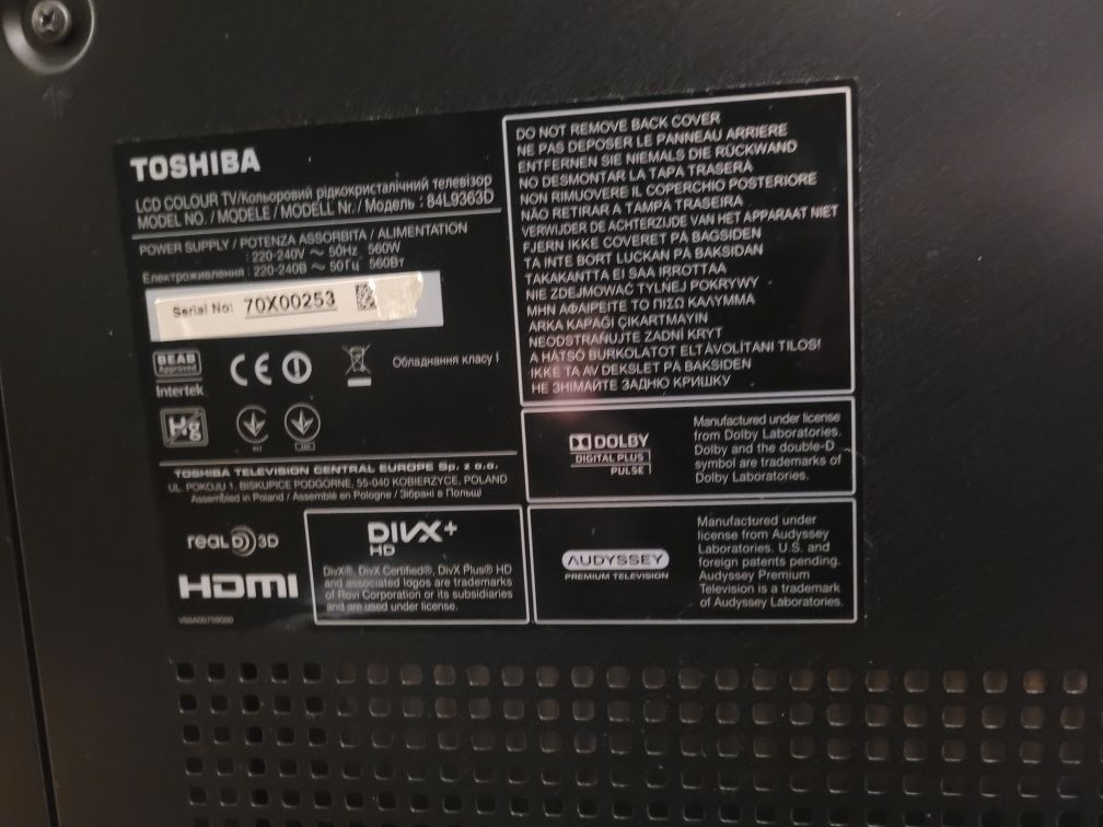 Telewizor Toshiba LCD 84L9363D 84 cale