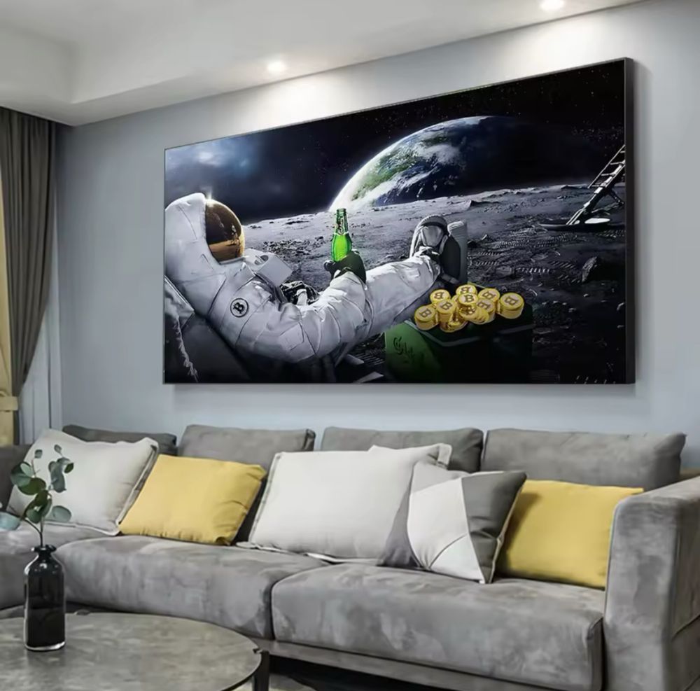 Nowoczesny obraz drukowany na płótnie Astronauta Bitcoin