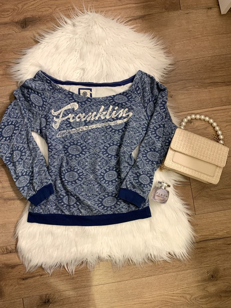 Bluza Vintage niebiesko-biała (M) Franklin Marshall