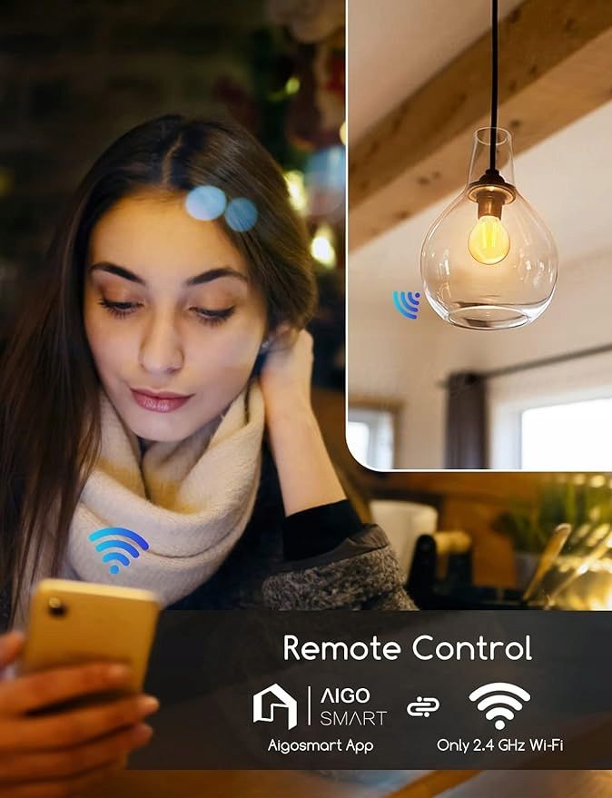 Inteligentna żarówka z żarnikiem G45 CCT (2 szt.) (WIFI+Bluebooth)