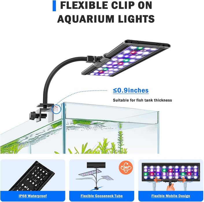 Lampa akwariowa z klipsem , LED - 18W