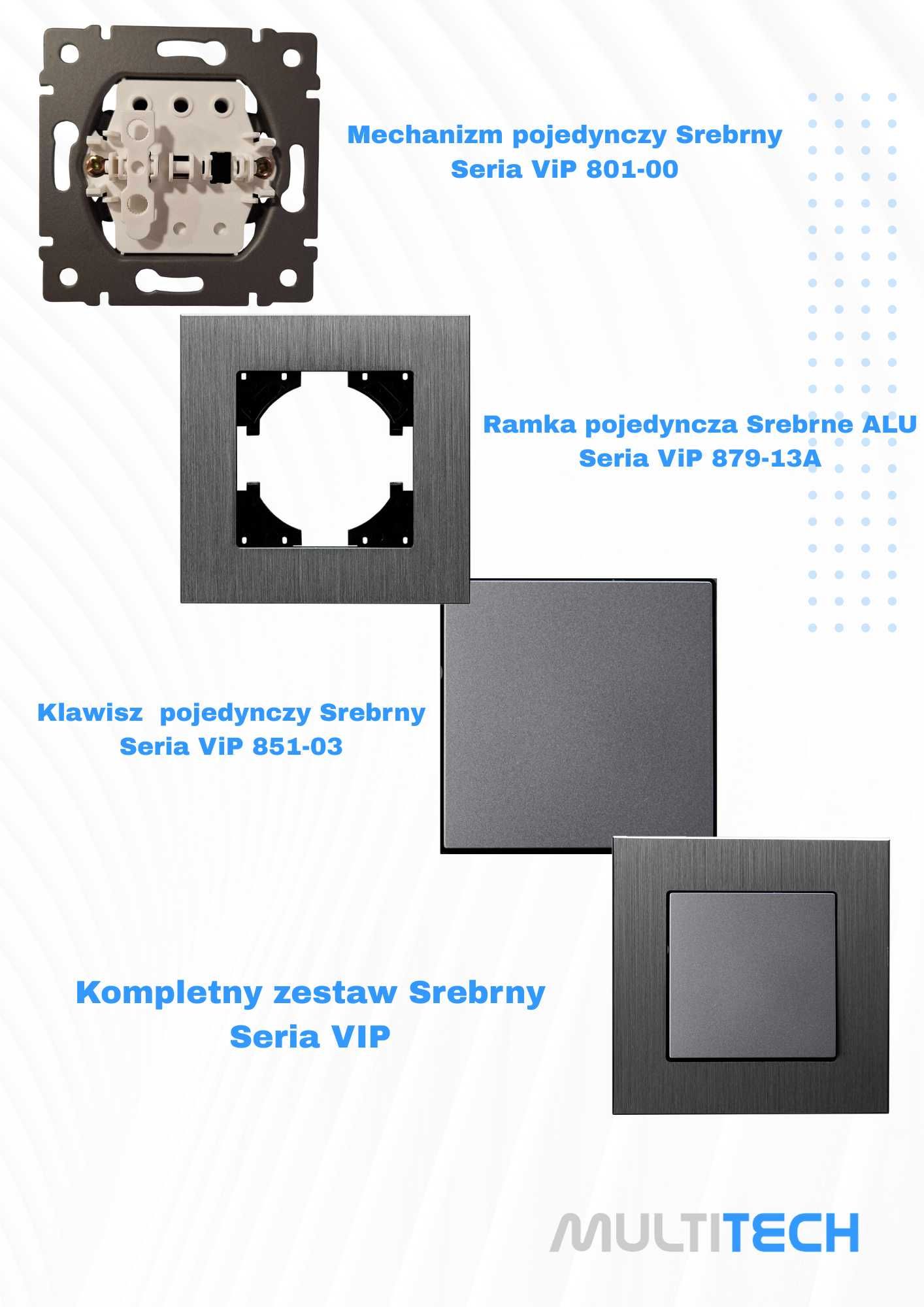 VIPLAST Wyłącznik pojedynczy podtynkowy z ramką aluminiową Srebrny