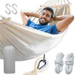 HAMAK ogrodowy XXL BRAZYLIJSKI dwuosobowy WZMOCNIONY drążek 260x155 cm