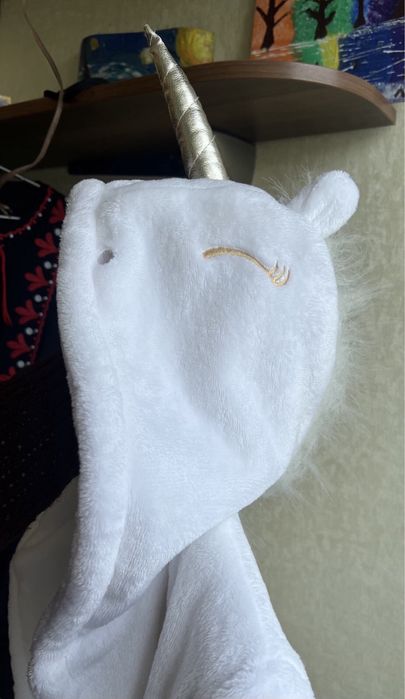 Махровый халат единорог детский