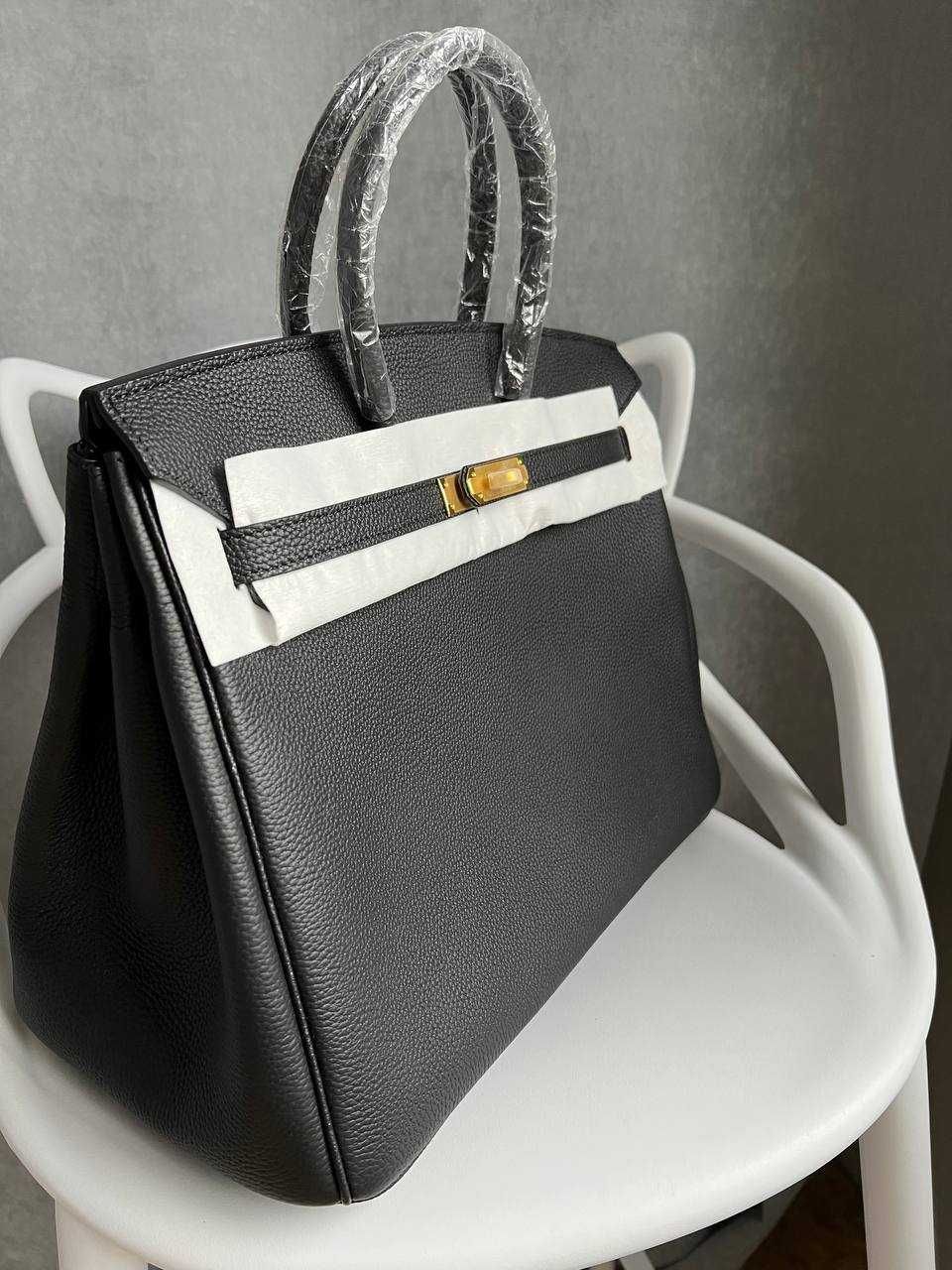 HERMES Жіноча шкіряна сумка Hermes Birkin 35см чорного кольору