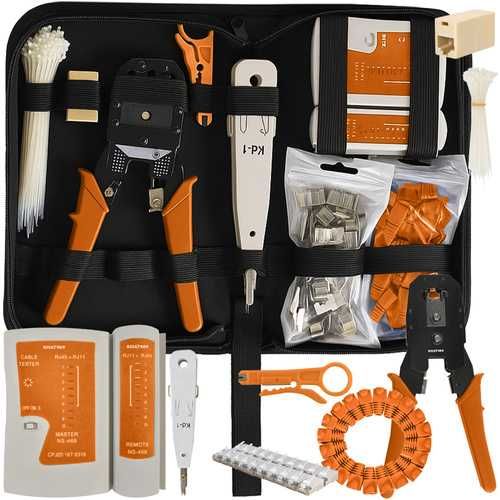 Tester Kabli RJ45 RJ11 Zestaw Narzędzi Sieciowych 145el