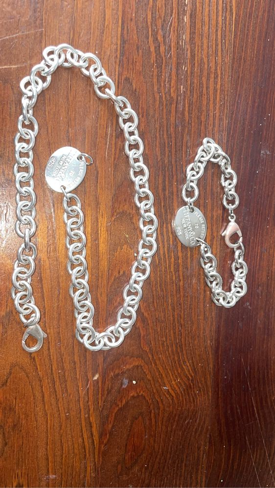 Tiffany & Co. zestaw srebrny 925 bransoletka i naszyjnik