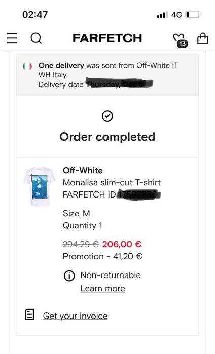 T-shirt off white branca Monalisa.