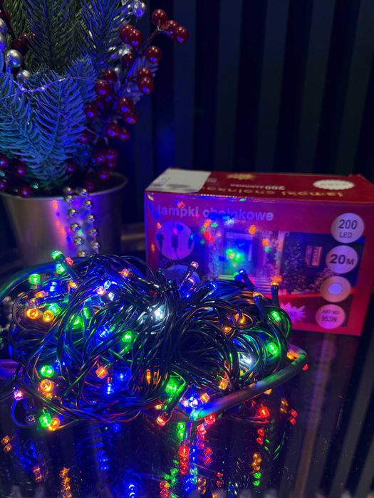 Lampki choinkowe 200 Led 21 m Flash Kolorowe Białe Zimne Białe Ciepłe