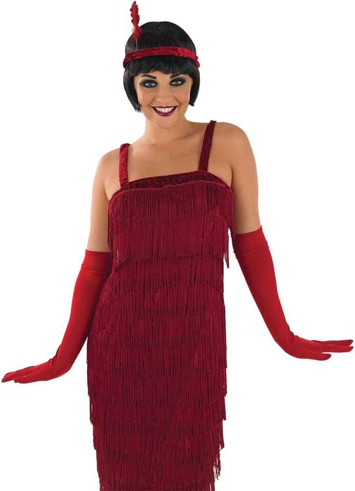 Strój flapper 20s czerwony - kostium damski Rozmiar Xl
