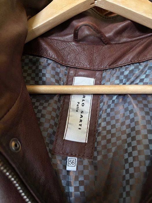 Męska kurtka ze skóry 56 Bordo Carlo Sarti