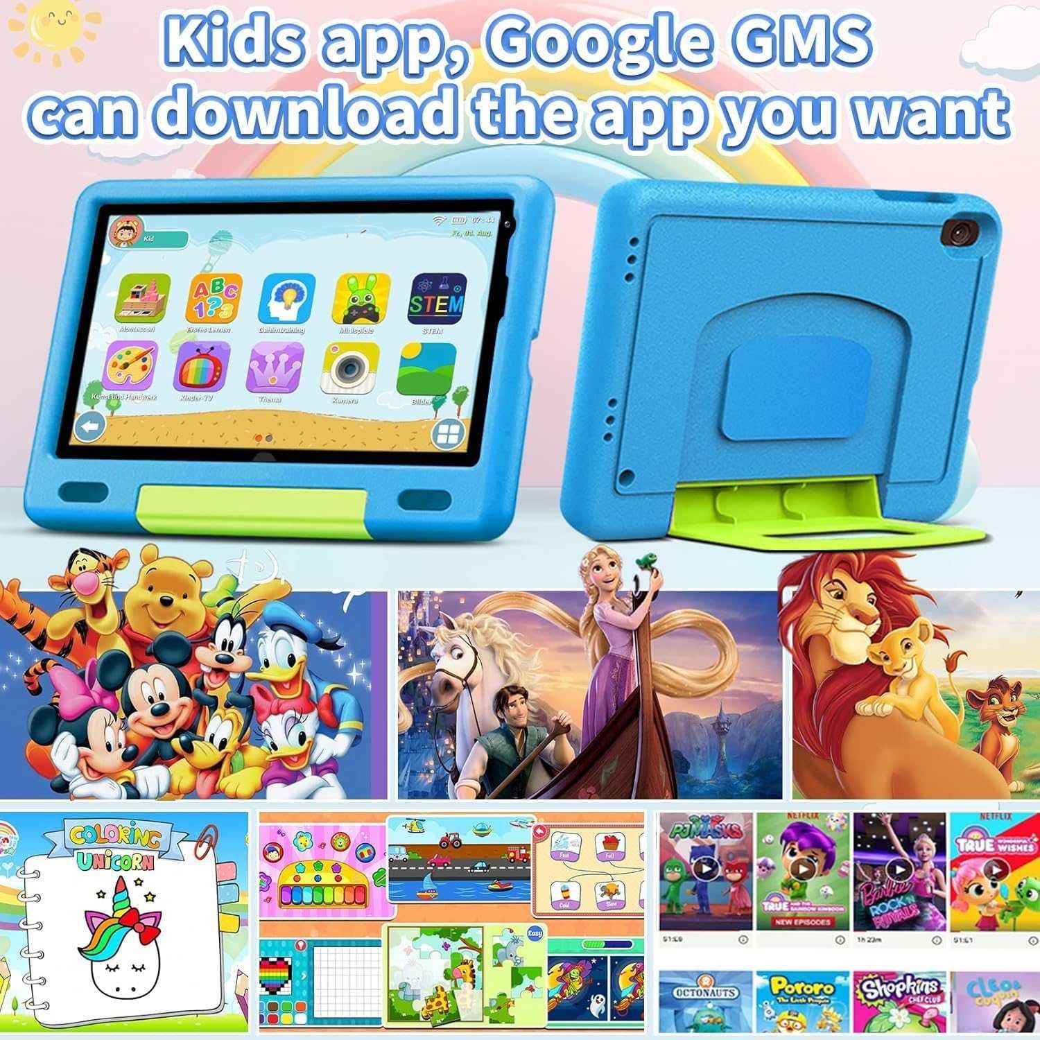 Azul e Rosa.  Tablet para crianças  Android 13 , 8 Polegadas. NOVOS