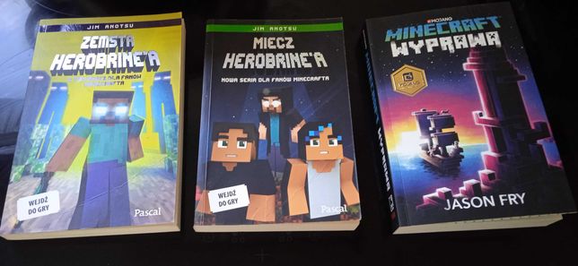 3 książki Minecraft wyprawa miecz herobraine'a zemsta