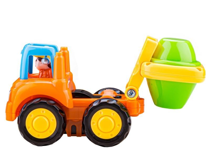 Zestaw 4 Pojazdów Z Napędem, Pojazdy Budowlane, Traktor, Koparka,